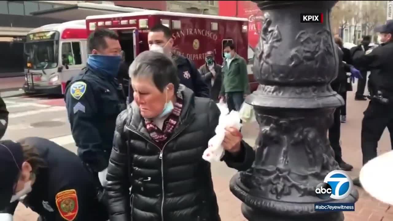 Elderly Asian American Woman fought back against attacker sending him on a stretcher!!