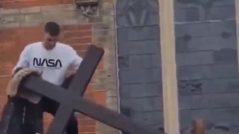 Muslim attacking a Christian church