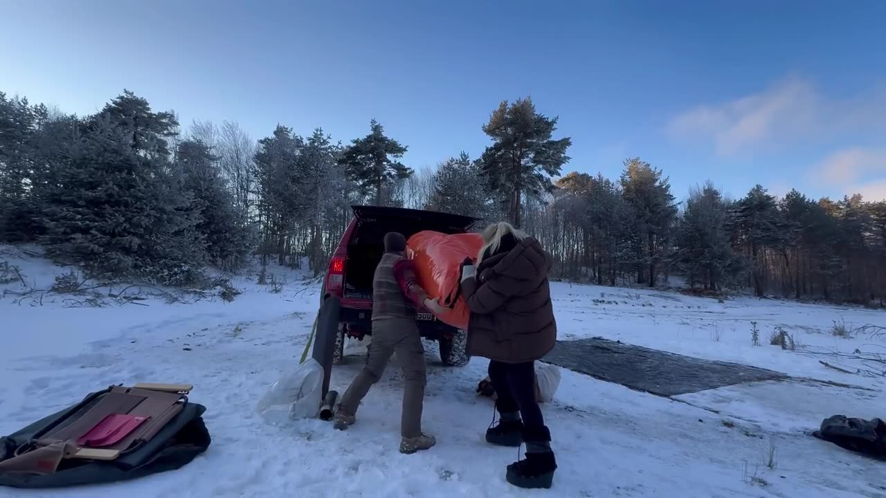 SNOW CAMPING IN THE STORM WITH OUR NEW INFLATABLE TENT