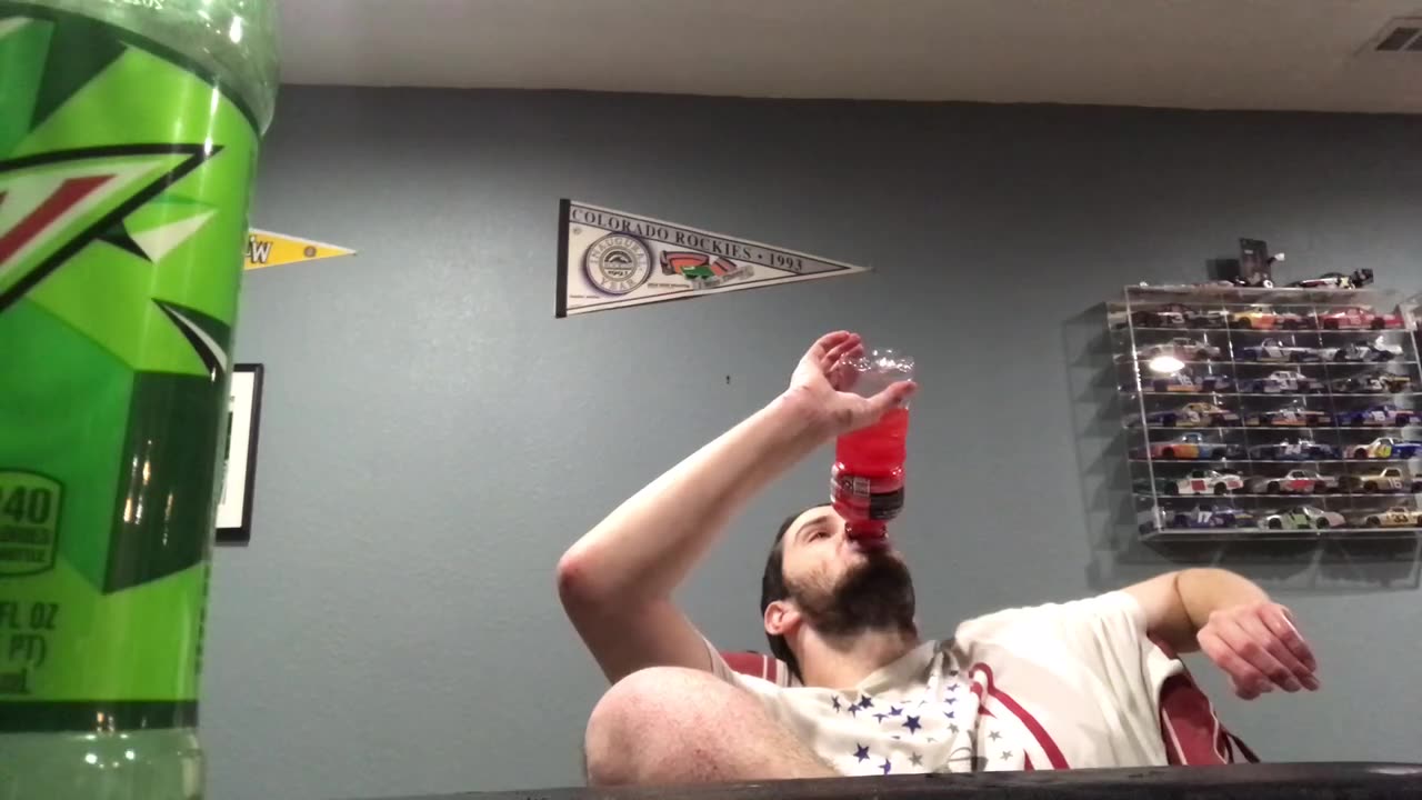 Powerade fruit punch chug