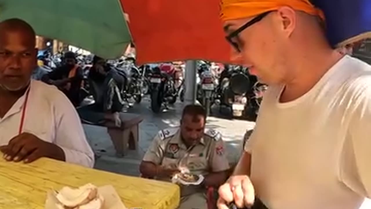 Surprising rickshaw driver with Punjabi coconut 🇮🇳