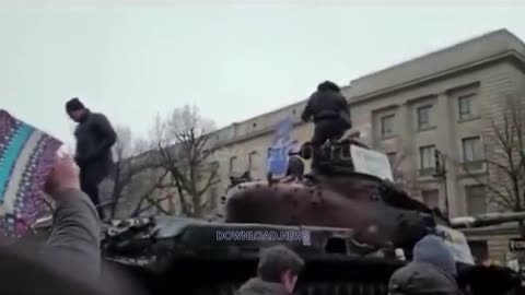 Germans Tear Down Ukrainian Flag - 2/26/23