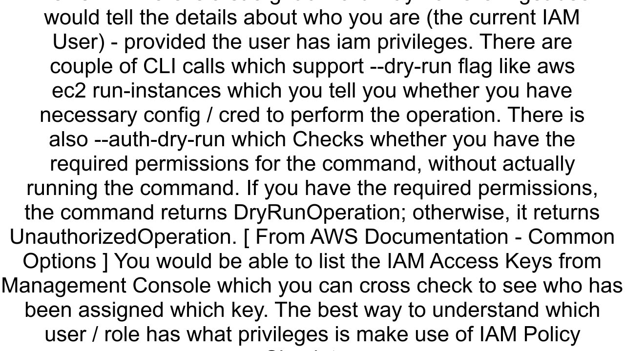 How to test credentials for AWS Command Line Tools