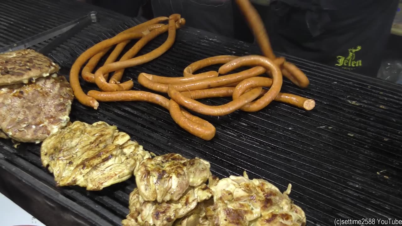 Street Food in Serbia. Burgers and Grilled Meat Paradise. 'Rostiljijada' Grill Festival, Leskovac