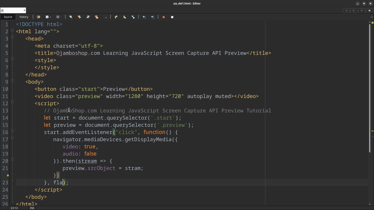 JavaScript Screen Capture API Preview