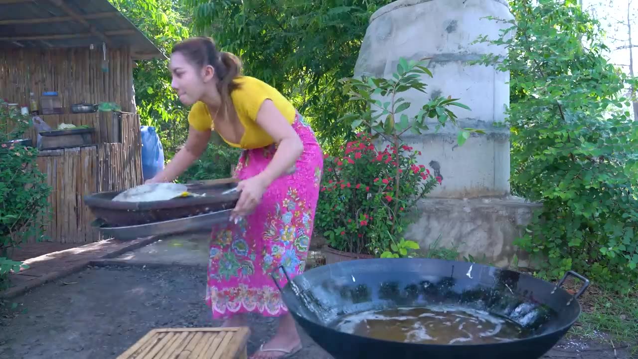 Egg crispy with rice cook recipe and eat - Amazing cooking