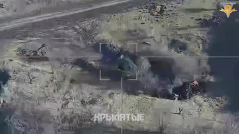 A Russian barrage munition destroys an Msta-S SAU station of the AFU in the Kherson region.