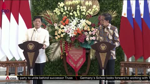 Philippine President Marcos Jr meets Indonesian counterpart Jokowi in first official overseas trip