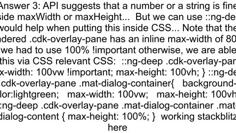 Angular 8 maxheight attribute for a material dialog is not working