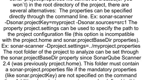 SonarQube quot Project configuration file NONE quot