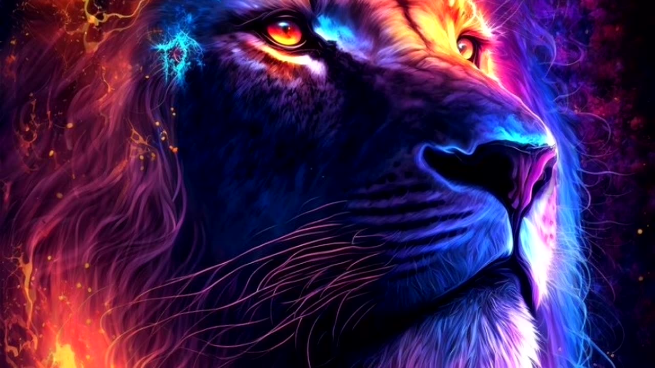 Lion on fire