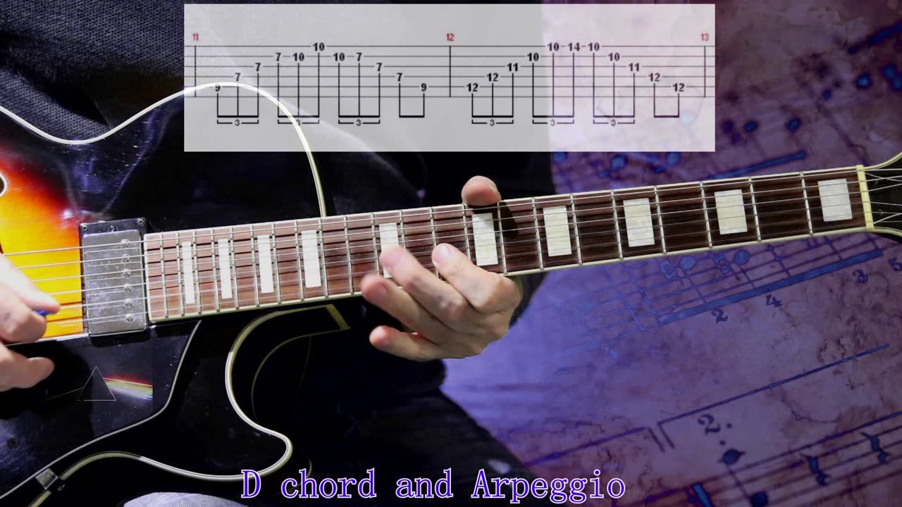 Chord & Arpeggio in D with 3 strings