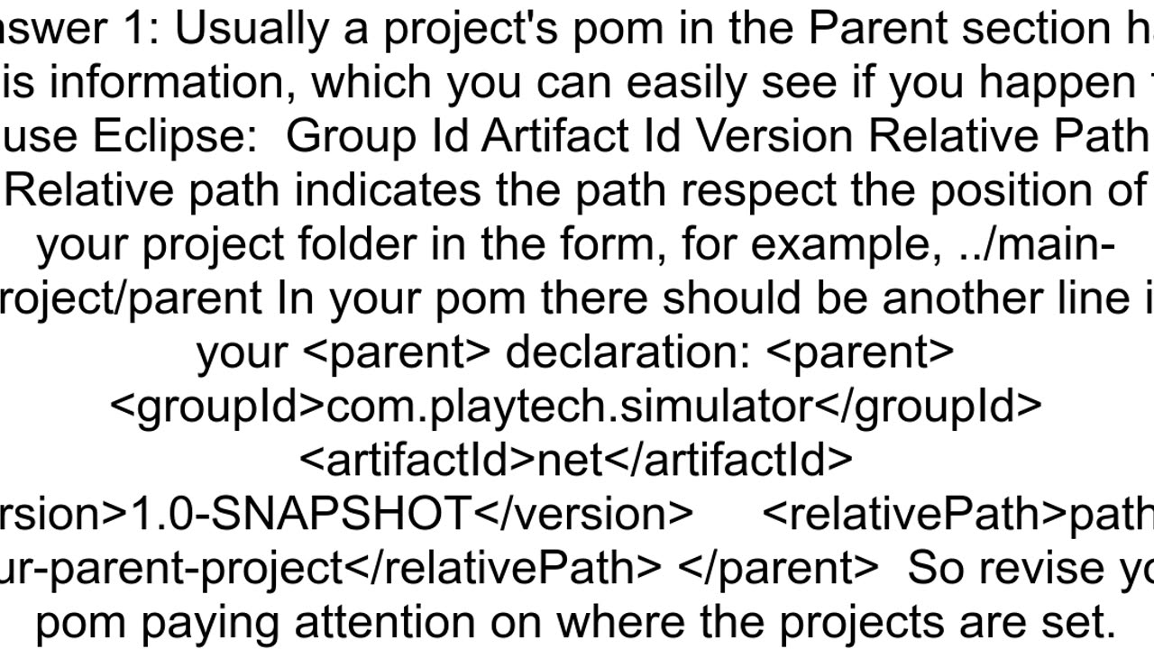 Nonresolvable parent POM Could not find artifact