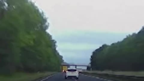 The moment a 100mph (160kmh) police chase in the UK ended with a crash.