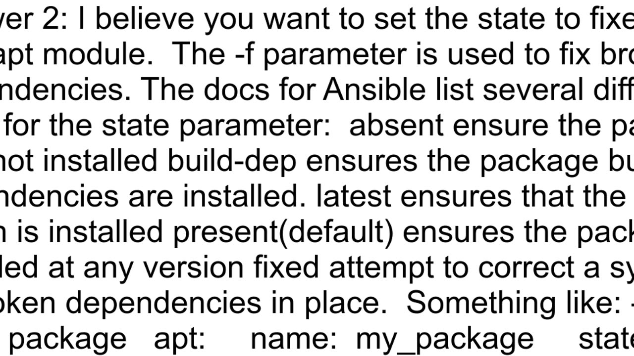 Using quotaptget f installquot In Ansible