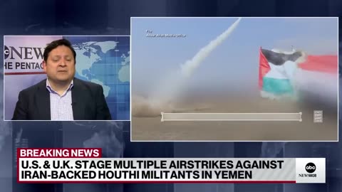 United States and United Kingdom stage multiple air strikes against Iran - backed houthis militants