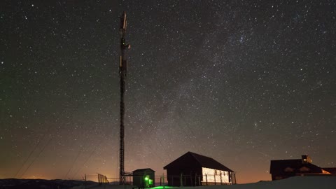 Starry sky and communications antenna, time-lapse