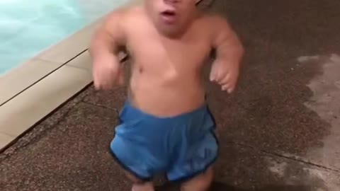 A little dwarf showed karate