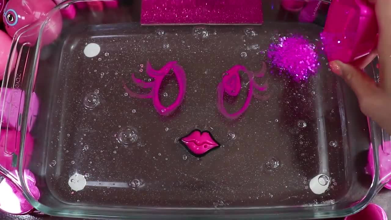 "Big Mega PINK!"Mixing "Neon Pink"Makeup,More Stuff Into slime!Most Satisfying Slime Video.