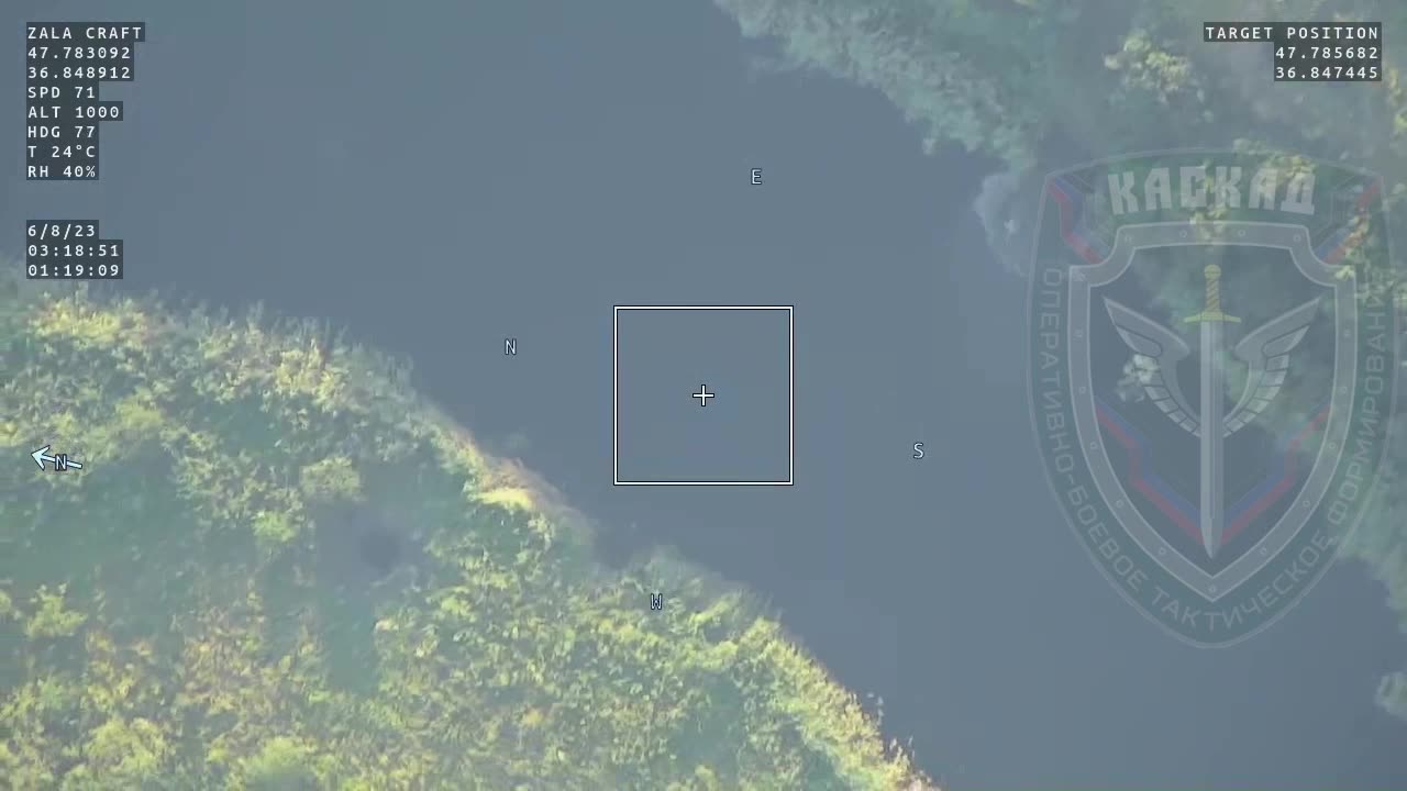 Ukraine Tank Drives Into River Russian Drone Observes