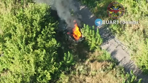 Entire Russian Supply Truck Goes Up in Flames from Just a Single Grenade