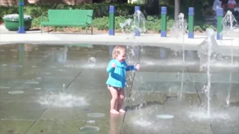 Funny Baby Playing With Water - Baby Outdoor Video