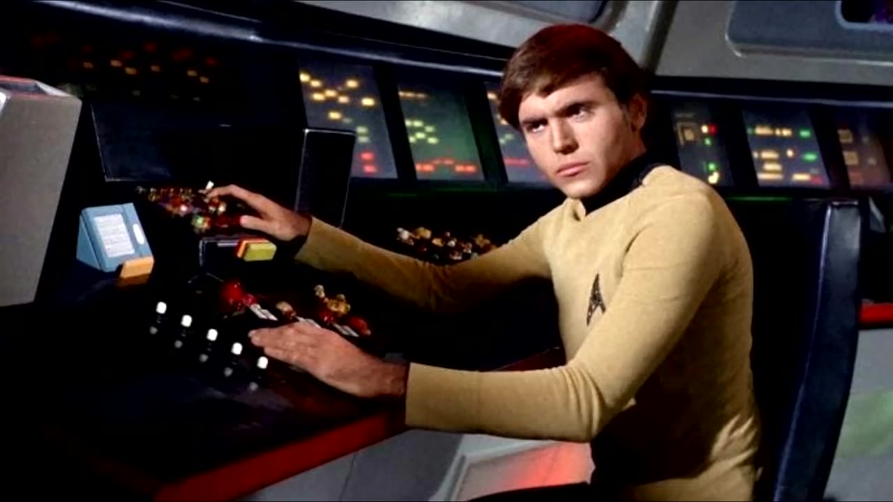 Pavel Checkov at Spock's Post on the Bridge