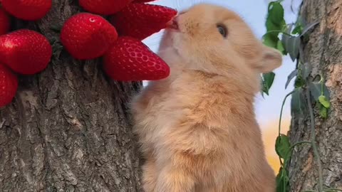 Cat Eating Strawberries