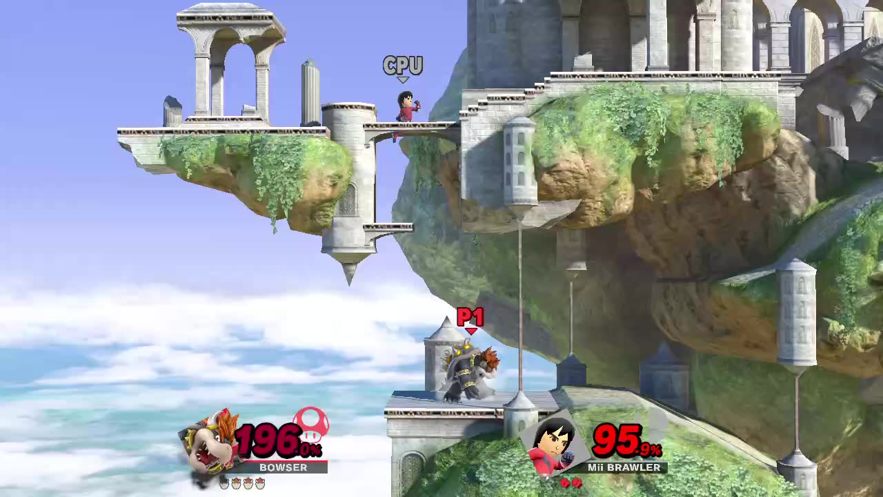 Bowser vs Mii Brawler on Temple (Super Smash Bros Ultimate)