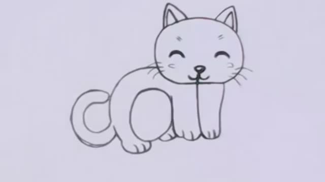 Learn How To Draw Cat On Paper | Simple Easy Steps |