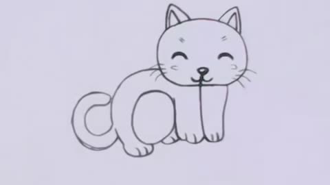 Learn How To Draw Cat On Paper | Simple Easy Steps |