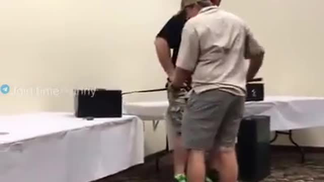 Funny animals, snake jumps at him
