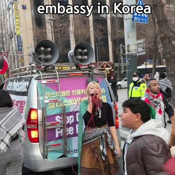 In front of the Zionist embassy in South Korea