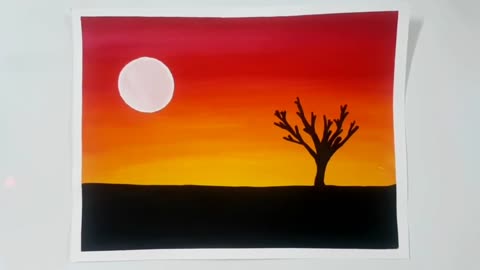 SUNSET Scenery | Easy drawing for beginners using Poster Colors