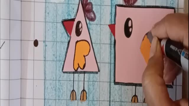 How To Create A Chicken With Shapes|Geometric Chicken Craft|TrianglePaper Craft|PaperCircleHenCraft