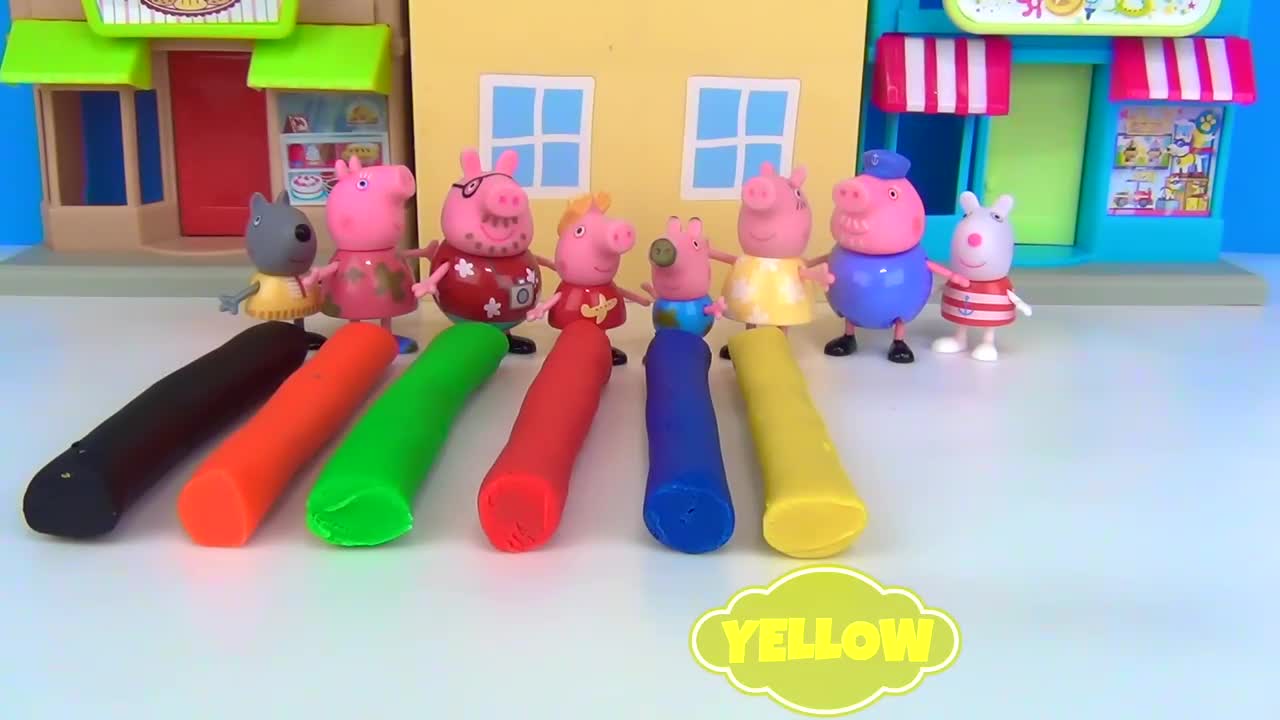 How to Make Play-doh Creations with Peppa Pig & Family using Cookie Cutters-3