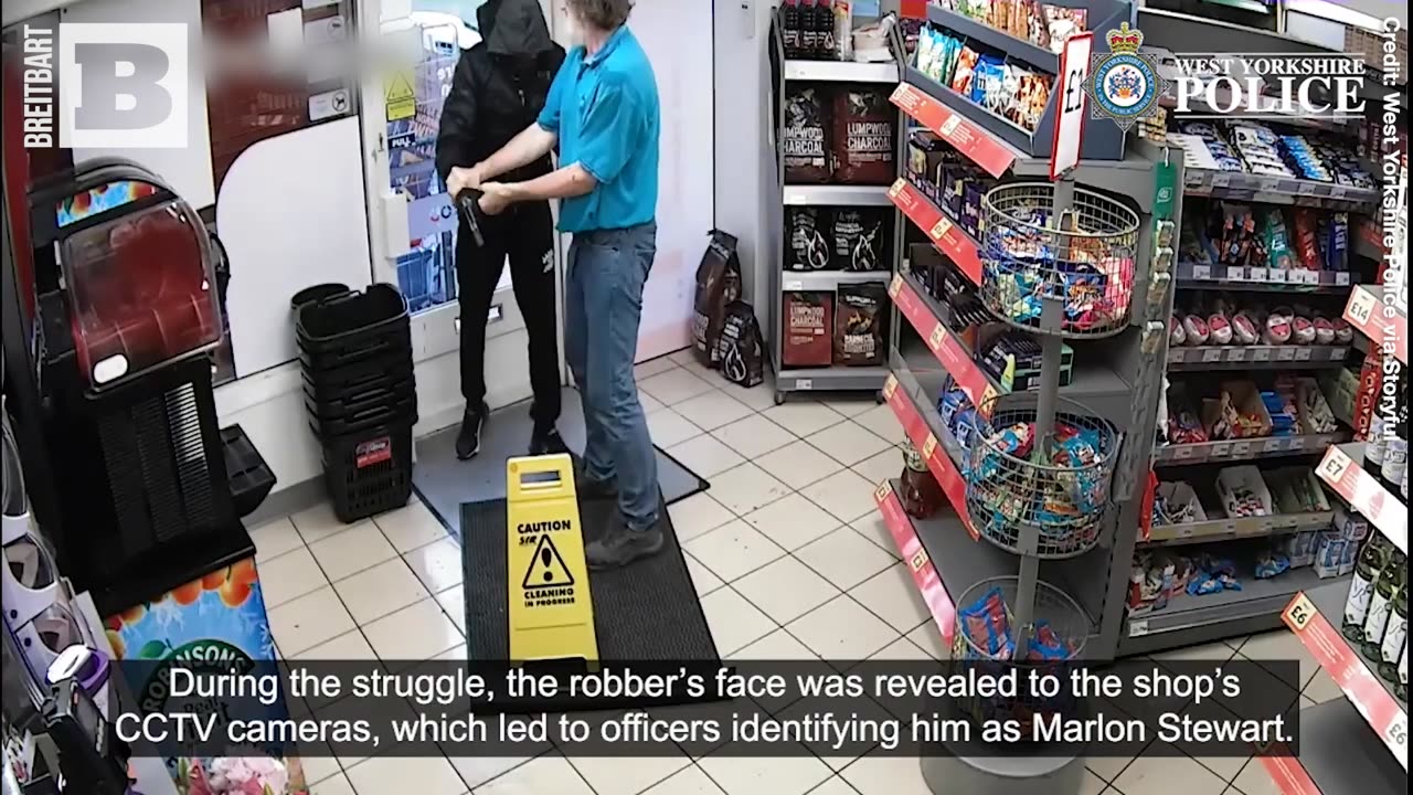 WOW! Elderly Worker Calls U.K. Robber's Bluff — Puts Him in Headlock and Drives Him Off