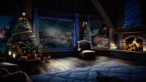 🎅Majestic Christmas Scene by a warm Fireplace Sleep Sounds