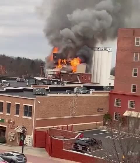 YET ANOTHER food production plant is burning. This time The West Flour Mill in Kent, Ohio.