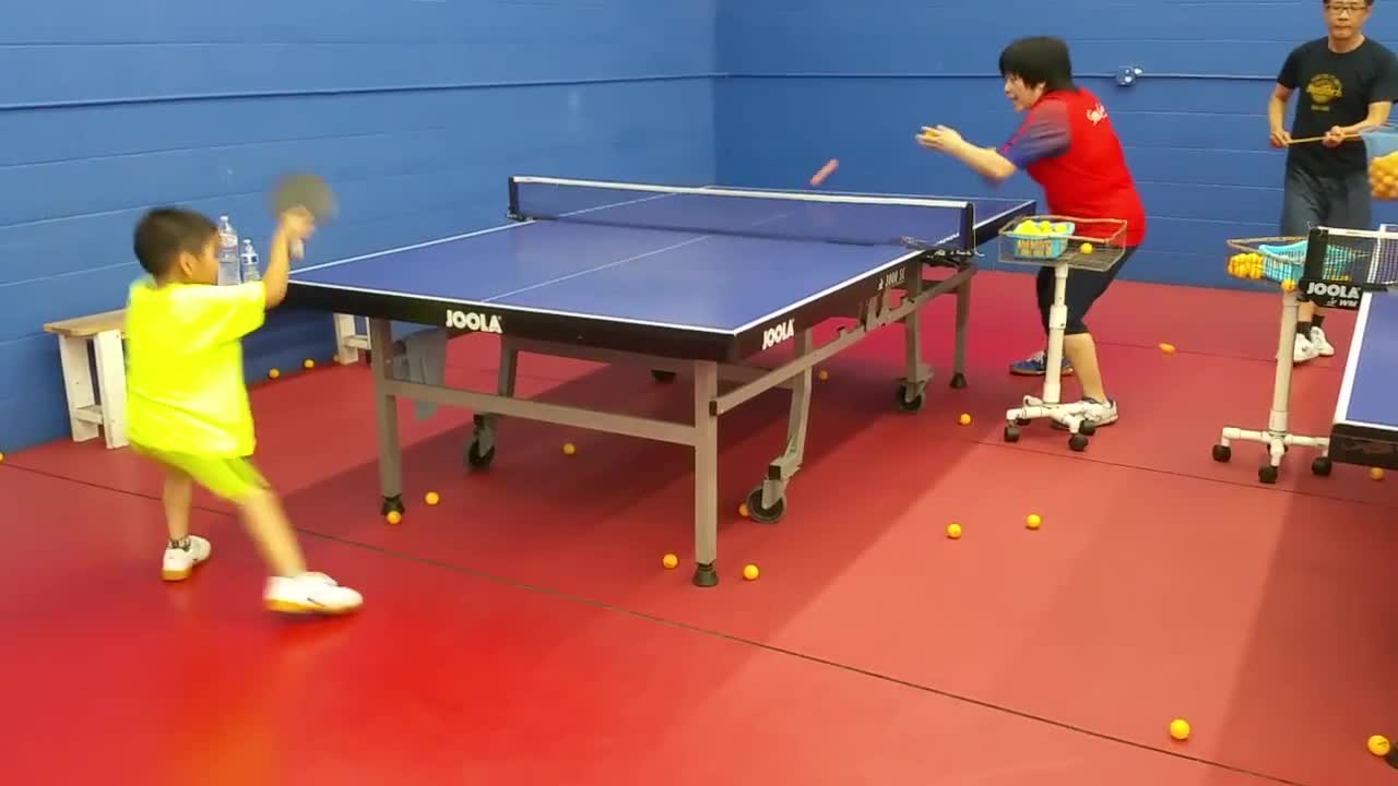 Ping Pong (table tennis)-6 years old boy in practice