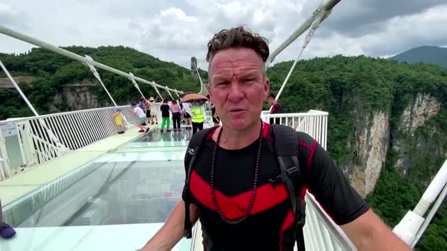 World's highest bungee jump from a footbridge