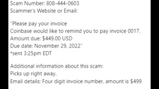 Outgoing Call To Alleged Paypal: Coinbase, Dialer Frenchman Gilles Duhamel, 808-444-0603, 11/28/22