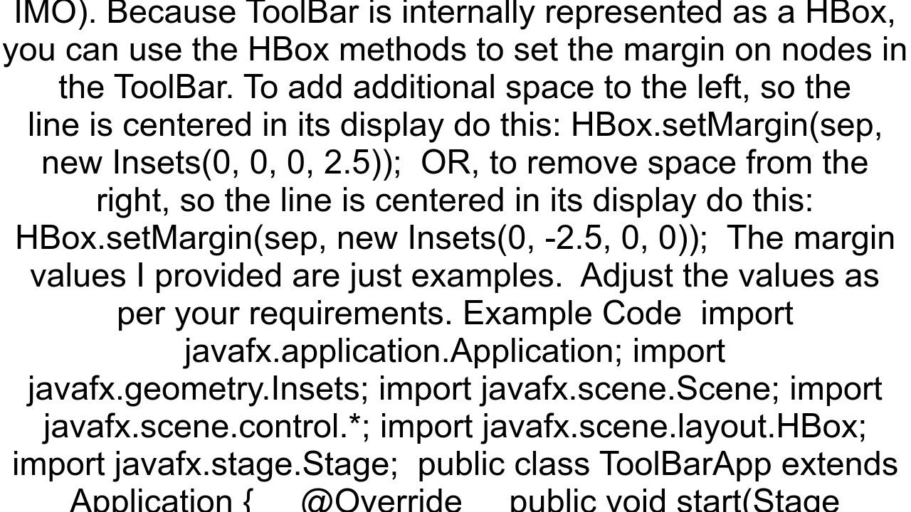 How to remove extra space after separator in toolbar in JavaFX