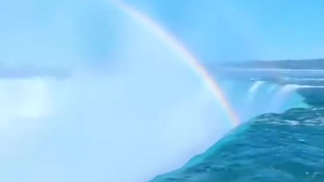 The rainbow under Niagara Falls is really beautiful