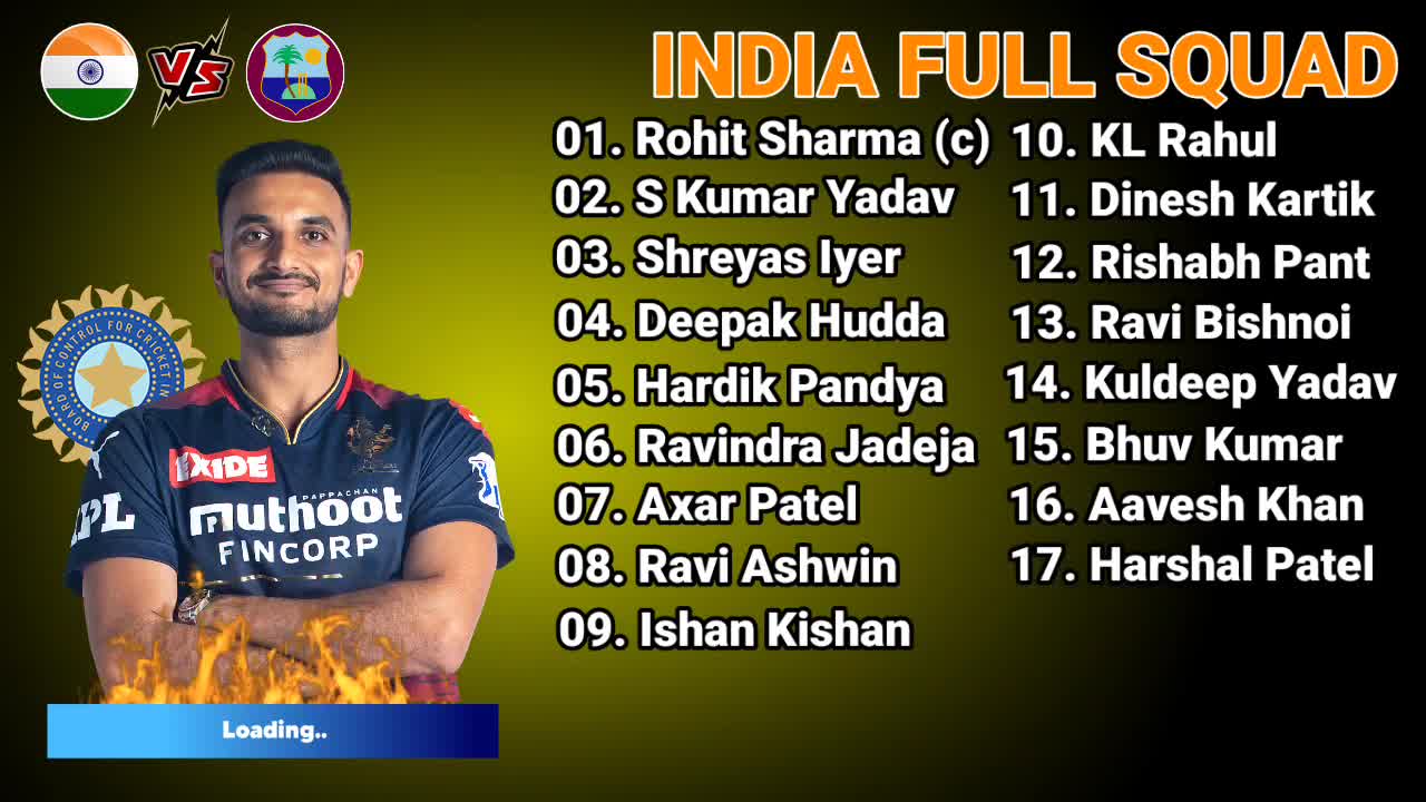 India Tour Of West Indies T20 Series Schedule and Squad 2022 India vs West Indies T20 Final Squad