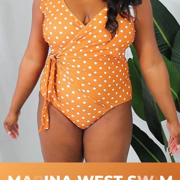 Marina West Swim Curvy+ Float On Ruffle Faux Wrap One-Piece in Terracotta🧡