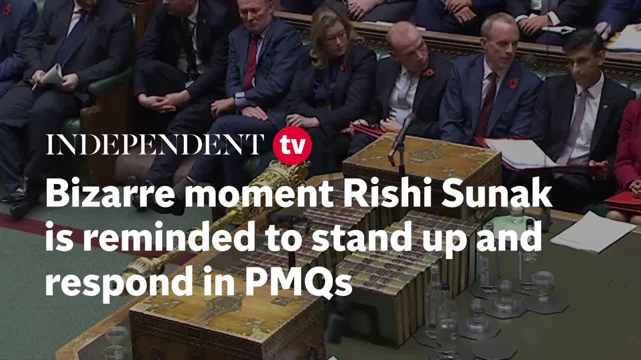 Bizarre moment Rishi Sunak is reminded to stand up and respond in PMQs 4