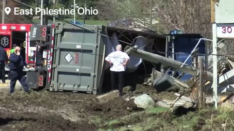 Truck carrying 40,000 pounds of toxic soil out of train derailment zone toppled over in accident