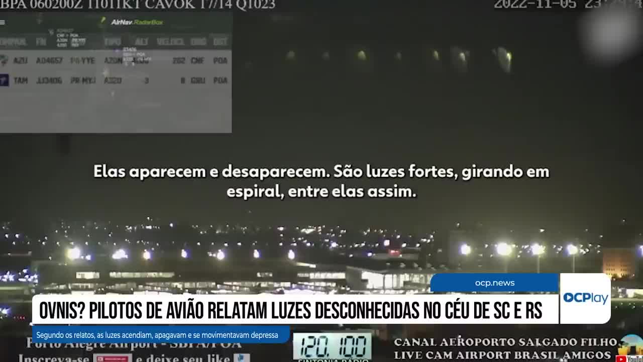 OVNIs? Pilotos de avião relatam luzes desconhecidas no céu de SC e RS