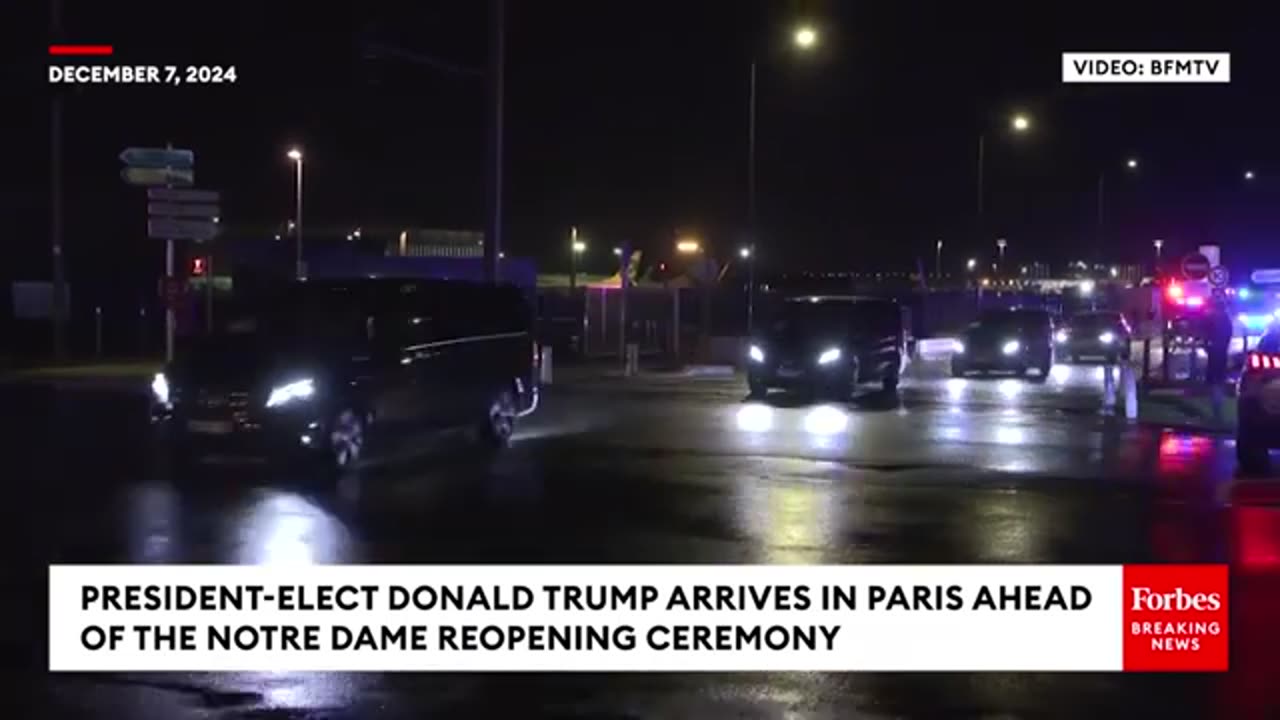 President-Elect Donald Trump Arrives In Paris To Attend The Notre Dame Reopening Ceremony